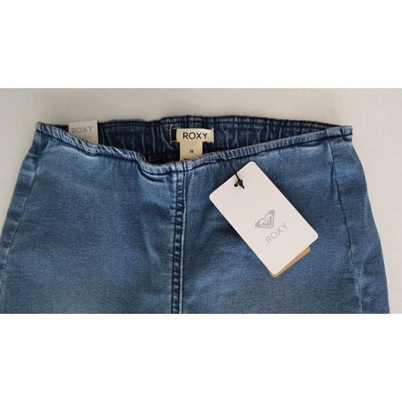 Roxy ERJDP03245 Womens Sz 26 Med Blue Slim Bootcut Wild Blossom Flared Jeans $65 - Picture 5 of 8